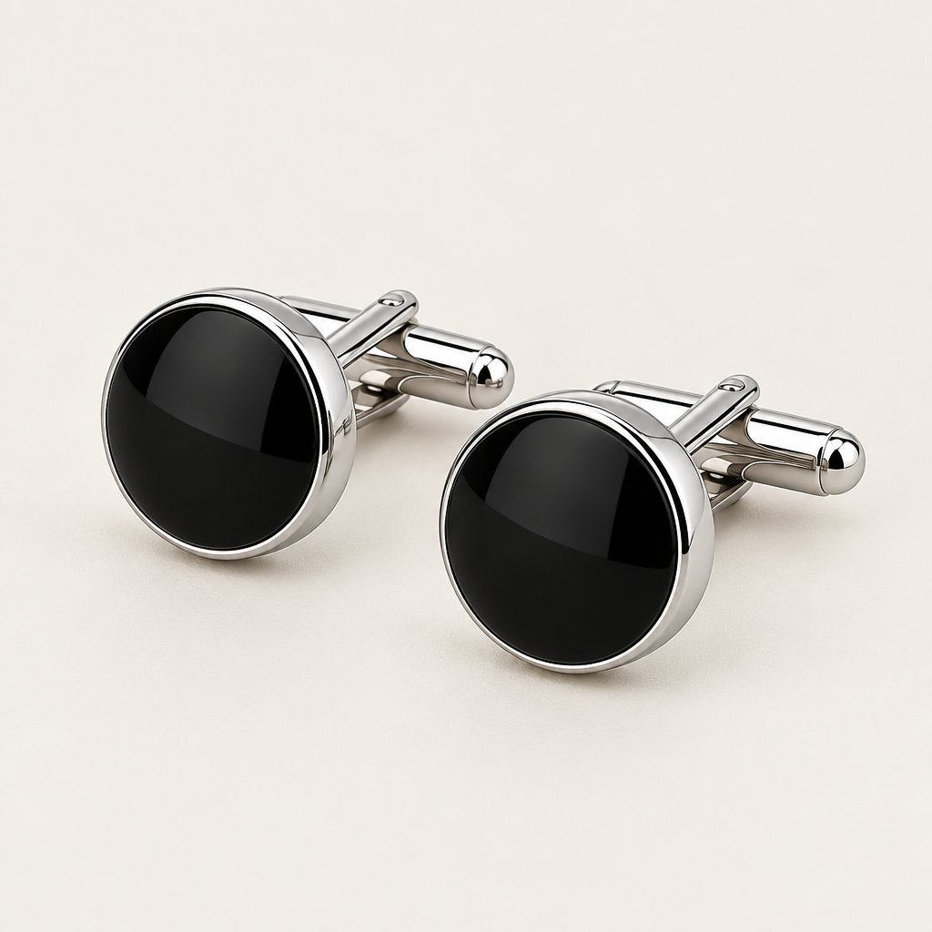 Tovqera™ Round Black Onyx Cufflinks image 01